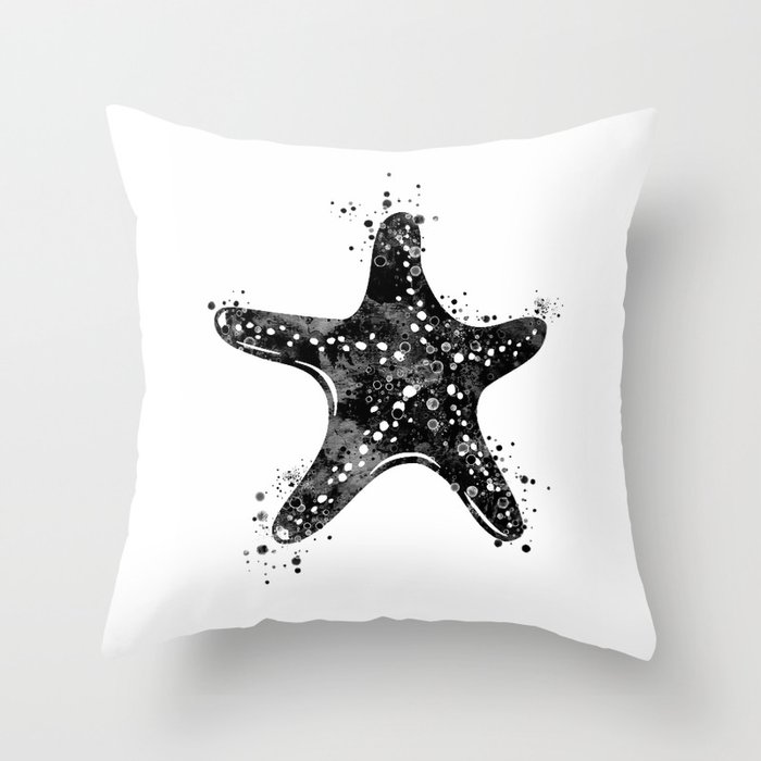 Starfish Black and White Throw Pillow