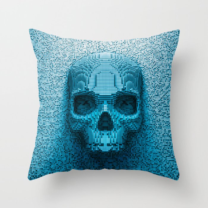 Pixel skull Throw Pillow