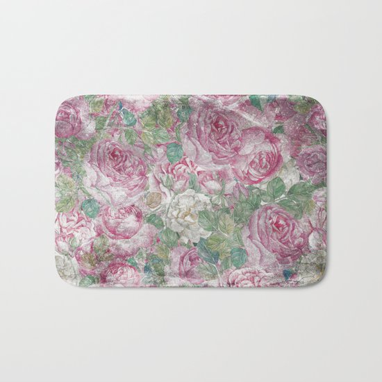Vintage & Shabby-chic - floral roses flowers rose flower Bath Mat