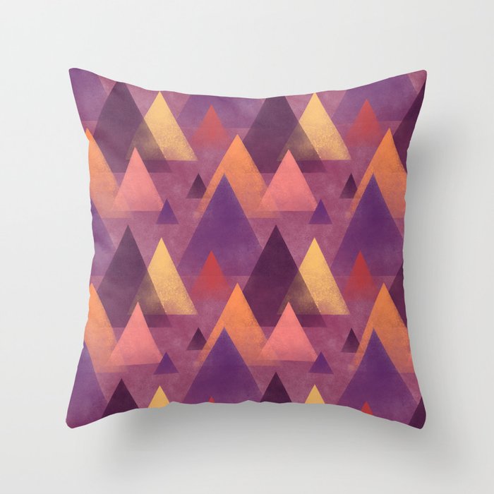 Abstract Misty Mountains, Sunset Colors Throw Pillow