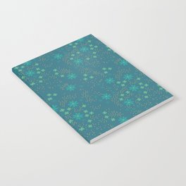 Starry Sky aqua flowers on teal Notebook