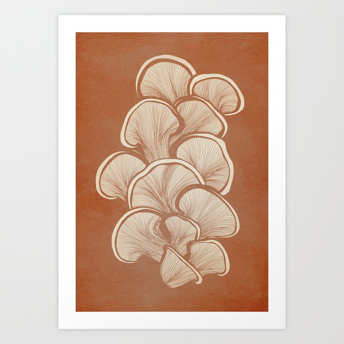 Mushrooms in Copper Art Print