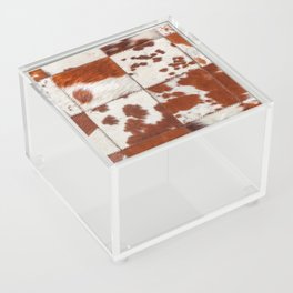 Cowhide brown and white fur patchwork Acrylic Box