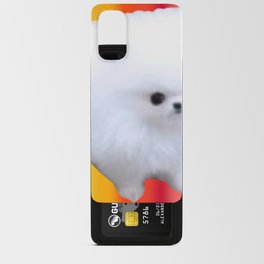 An Adorable And Cute Pomeranian Puppy On Colorful Back ground Sticker Magnet Tshirt And More Android Card Case