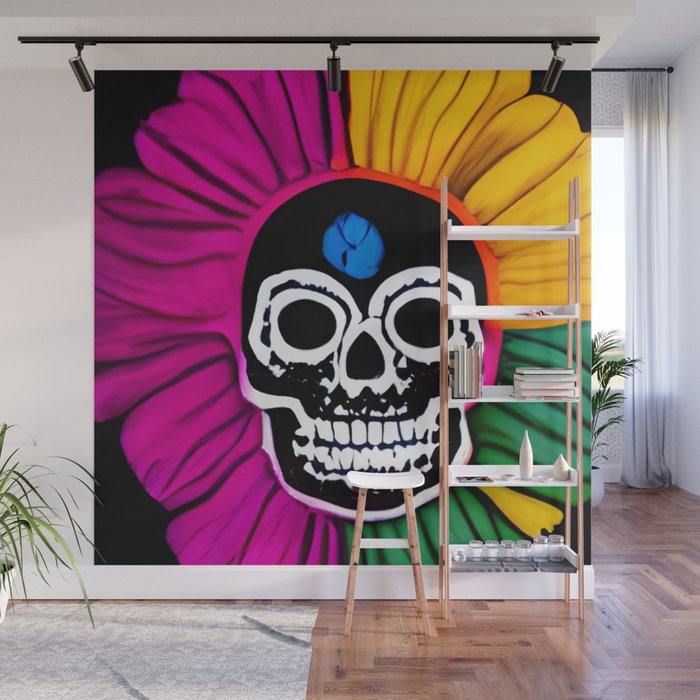skull flower Wall Mural