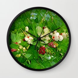 Wilderberries Wall Clock | Flowers, Colorful, Drawing, Acrylic, Floral, Digital, Berries, Pattern, Mori, Summer 