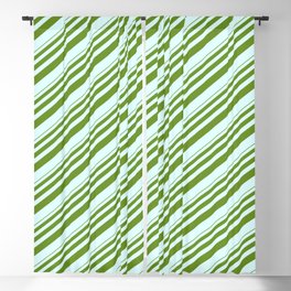 [ Thumbnail: Green and Light Cyan Colored Lined Pattern Blackout Curtain ]