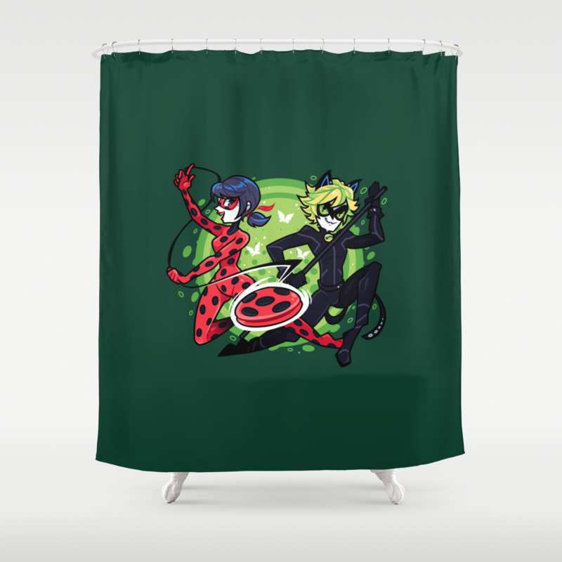 Miraculous Ladybug And Cat Noir Shower Curtain By Zoestanleyarts