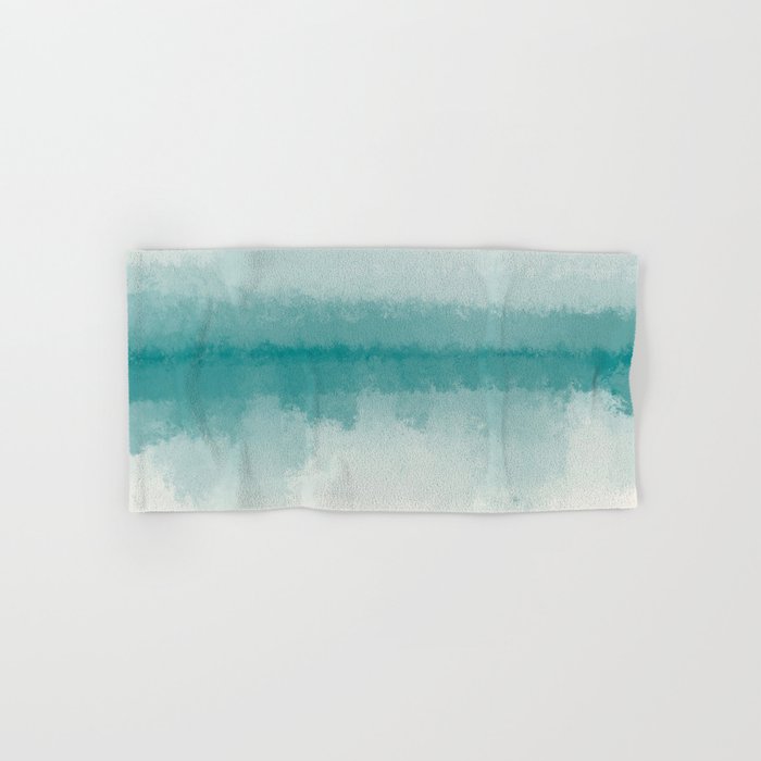 The Call of the Ocean 4 - Minimal Contemporary Abstract - White, Blue, Cyan Hand & Bath Towel