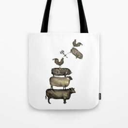Farm Living - Stacked Animals Tote Bag