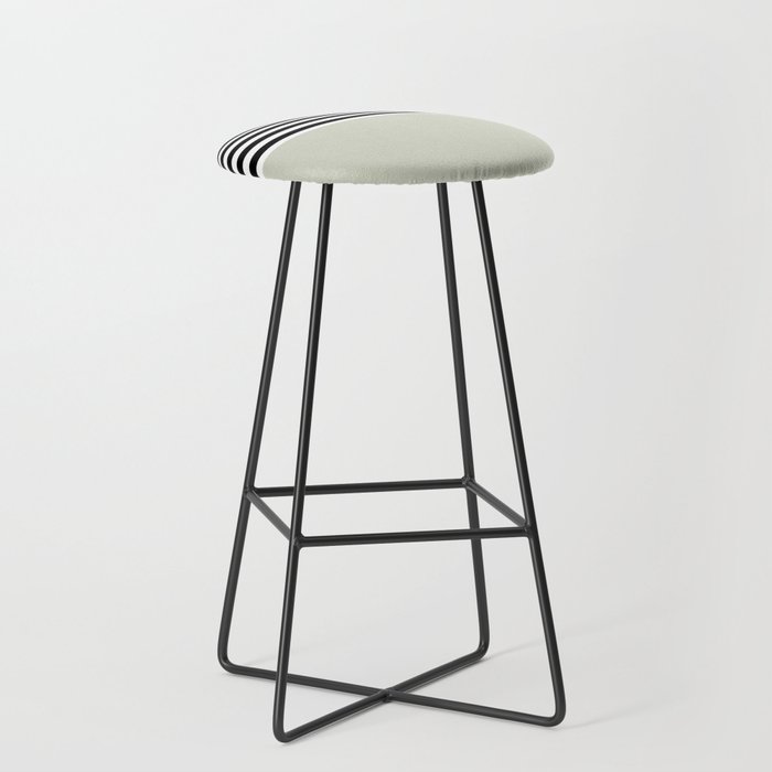 White Sage With Black and White Stripes Bar Stool