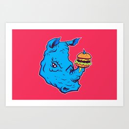 Rhino With A Cheeseburger Art Print