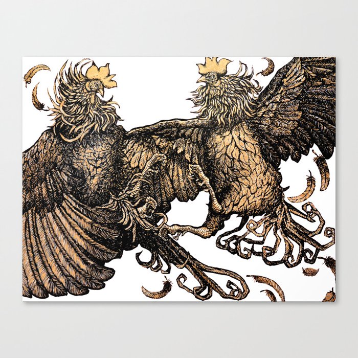 Two Kings - Roosters Canvas Print