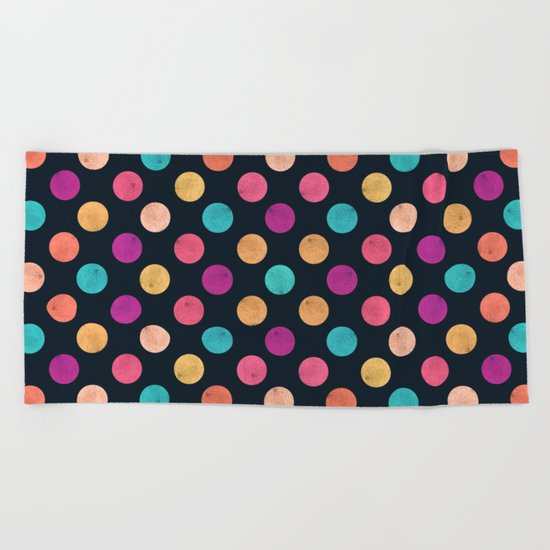 Watercolor Dots Pattern VI Beach Towel