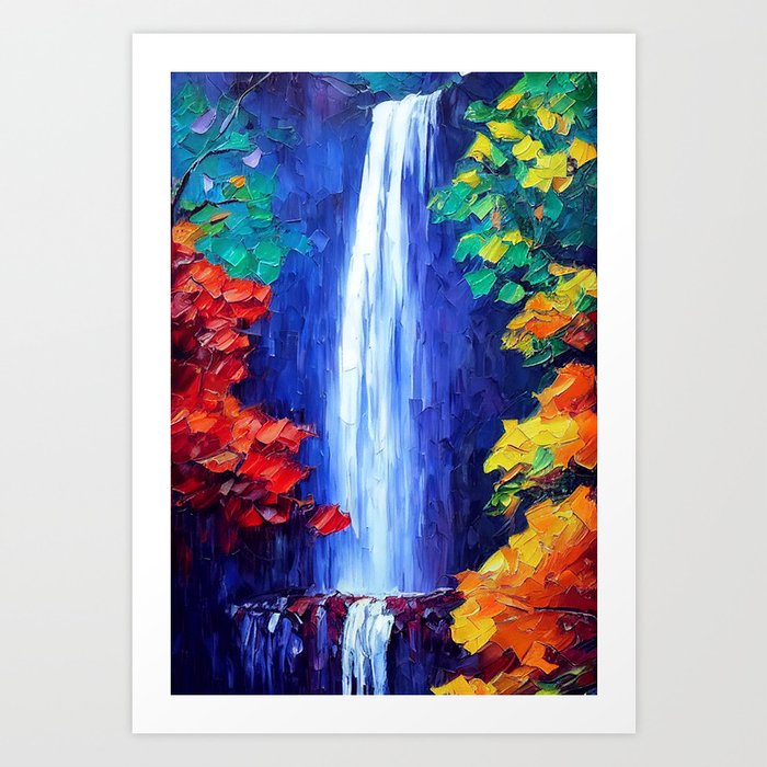 Waterfall - Impressionist Art Print