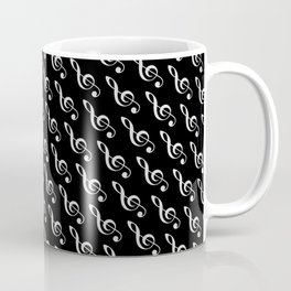 Music therapy inverted / Black and white music clef pattern Coffee Mug