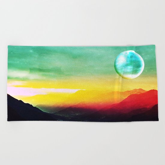 Luna verde Beach Towel