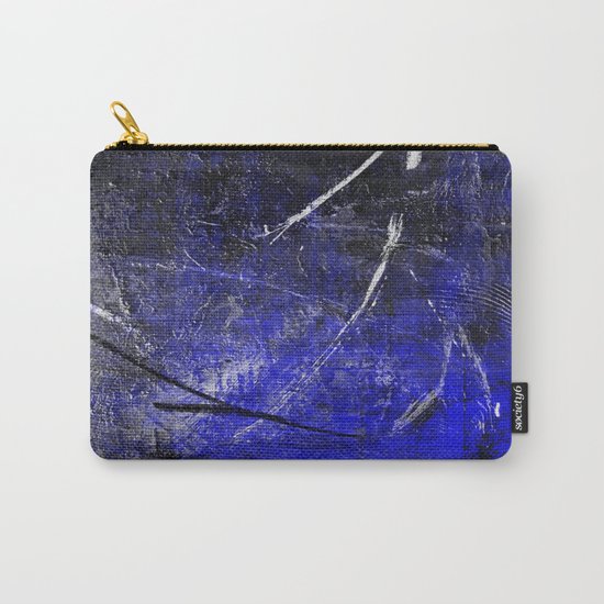 In The Dead Of Night - Textured Abstract In Blue, Black and White Carry-All Pouch