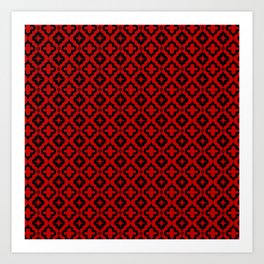 Red and Black Ornamental Arabic Pattern Art Print