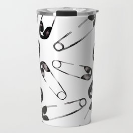 Safety pins black and white watercolor pattern Travel Mug