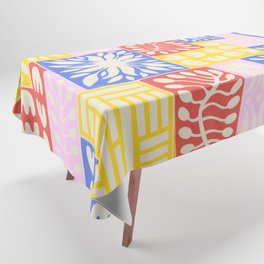 Stylized Pastel Floral Patchwork  Tablecloth