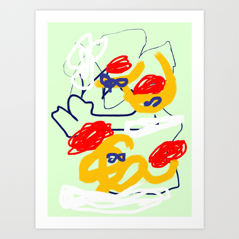 Red Dot Yellow Swoosh Abstract Art Print By Michellemaroon Society6
