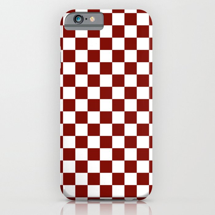 Vintage New England Shaker Barn Red and White Milk Paint Jumbo Square Checker Pattern iPhone Case