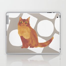 Round and Square Shape and Cat - Dark Brown and Warm Grey Laptop Skin