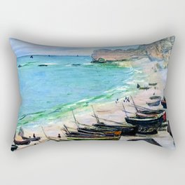 Boats on the beach at Etretat (Monet)_Claude Monet  French impressionist painter (1840-1926) Rectangular Pillow