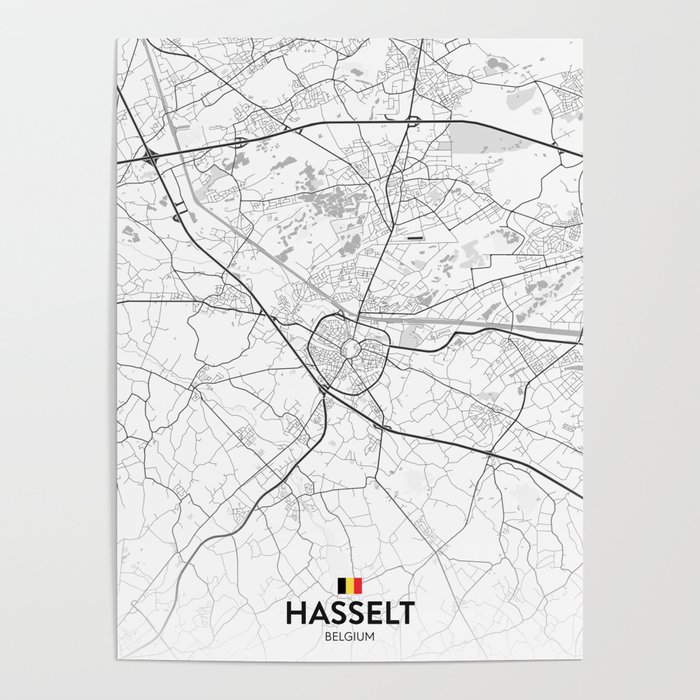 Hasselt, Belgium - Light City Map Poster