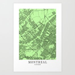 Montreal - Canada Pale City Map C1FBA4 Art Print
