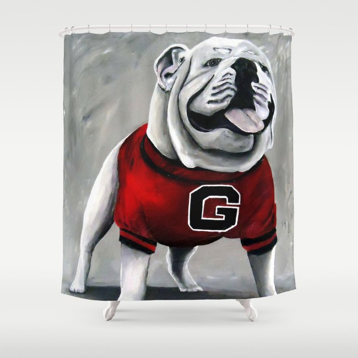 Uga Georgia Bulldogs Mascot Shower Curtain By Katiephillipsart Uga Georgia Bulldogs Mascot Shower Curtain