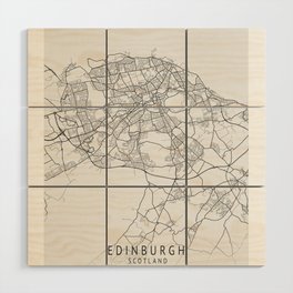 Edinburgh Scotland city map Wood Wall Art