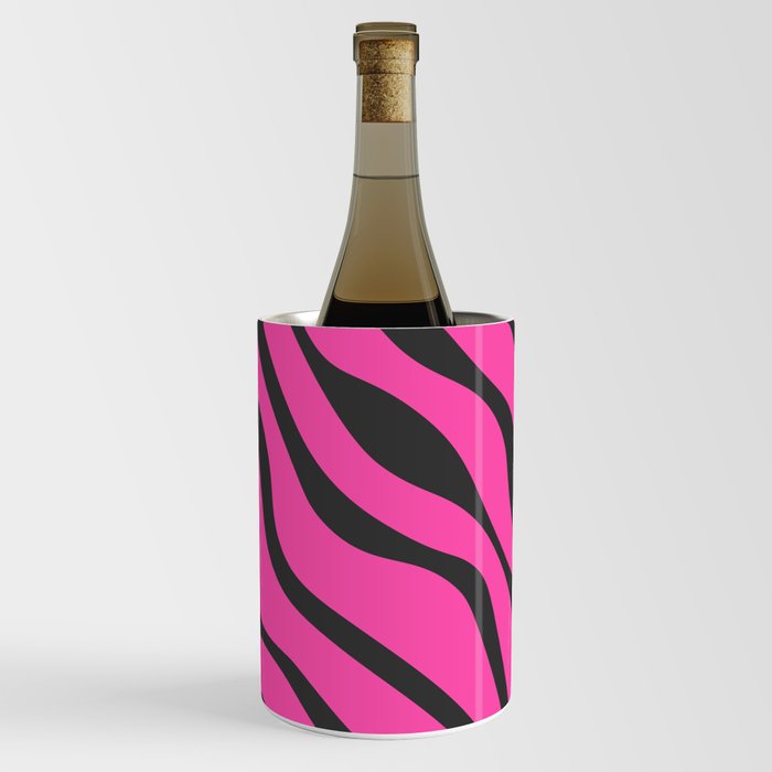 Abstract Retro Colorful Water Waves Art - Pink and Dark  Wine Chiller