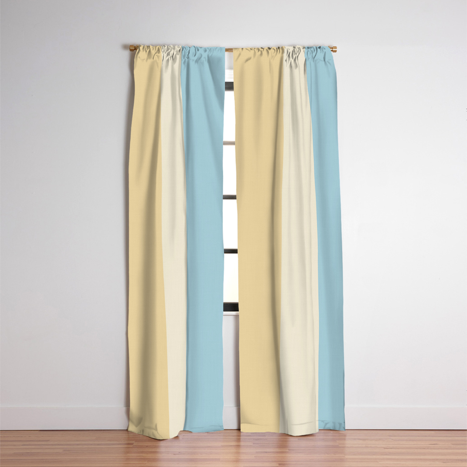 Striped Color Pattern Brown Yellow Blue Blackout Curtain By Ohaniki Society6