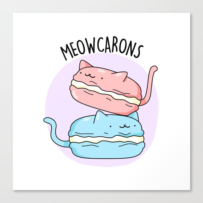 Meow-carons Cute Macacon Pun Canvas Print