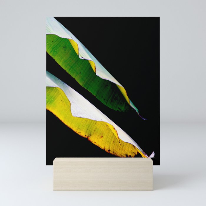 yellow and green leaf Mini Art Print