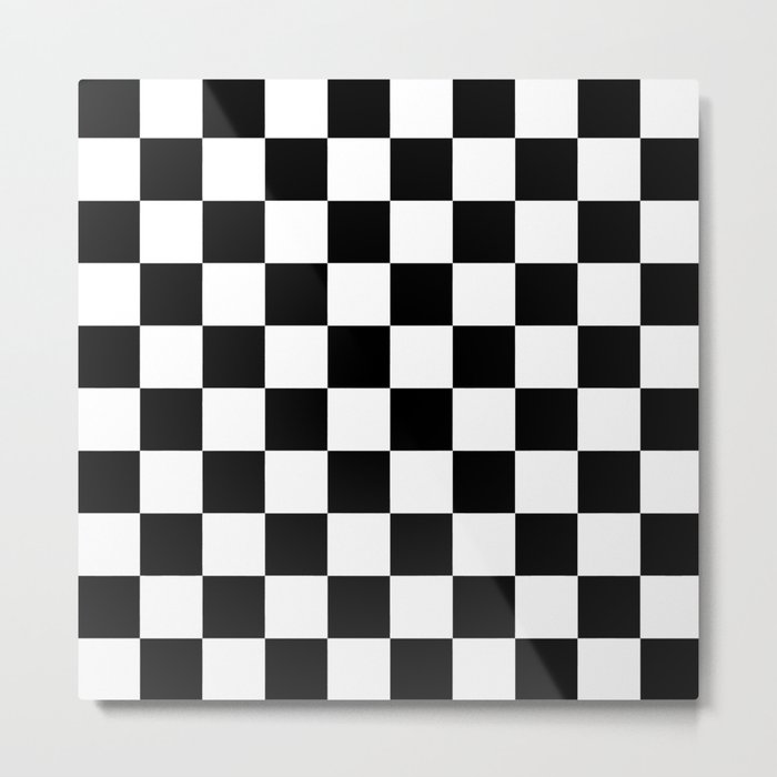 Black and White Checkered Pattern Metal Print