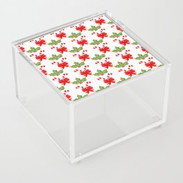 Christmas Pattern Watercolor Candy Bow Mistletoe Acrylic Box