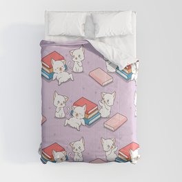 Cats and Books Pattern Comforter