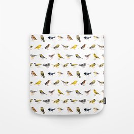 Warbler and Vireo Pattern on White Tote Bag