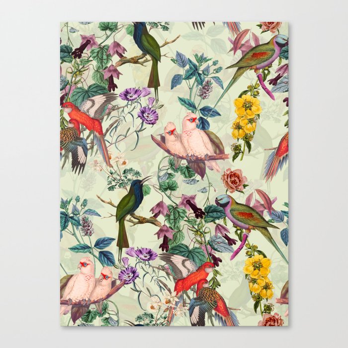 Floral and Birds VIII Canvas Print