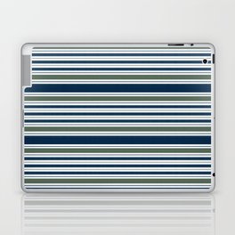 Navy Blue And Sage Green Horizontal Stripes Laptop Skin