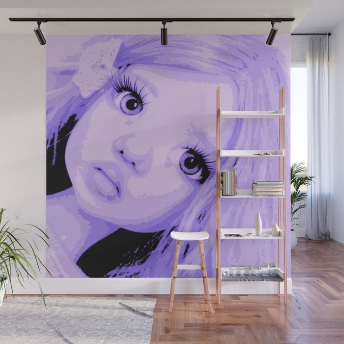Lavender Big Eyes Little Girl African Wall Mural By Lilkiddies