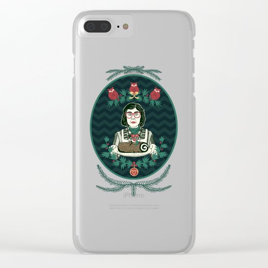 Yule Log Lady (in Green) Clear iPhone Case