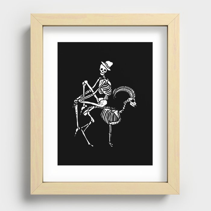 Skeleton Sit on the Goat Recessed Framed Print