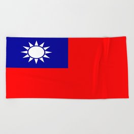 flag of taiwan- asia,china,Zhōnghuá Mínguó,Taiwanese,  mandarin,taipei,Kaohsiung,Taichung,Formosa Beach Towel