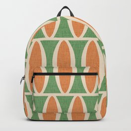 Retro Mid Century Modern Geometric Oval Pattern 239 Green and Orange and Beige Backpack