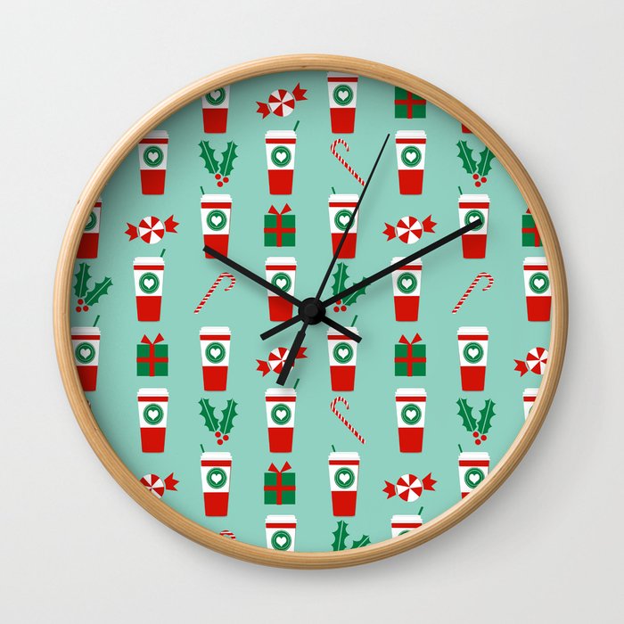Peppermint Latte mint gender neutral coffee lovers gift for christmas food traditions to remember Wall Clock