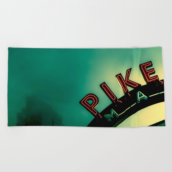 Pike Place Market at Dawn Beach Towel